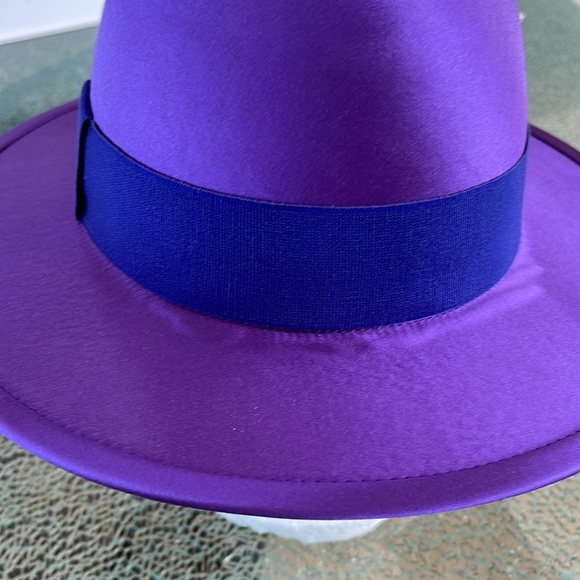 SAINT LAURENT Paris Fedora Satin Colore Parma Vio - NWT - Picture 9 of 14
